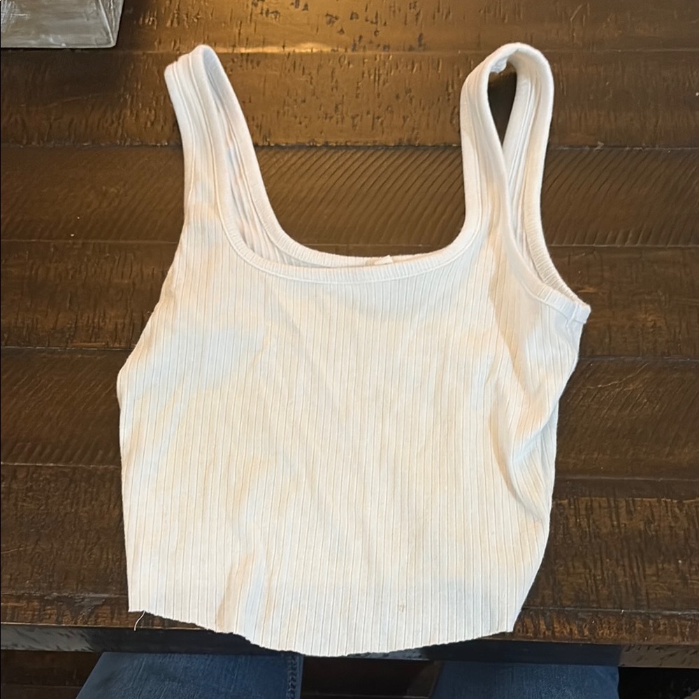 Tilly's Cream Ribbed Crop Top